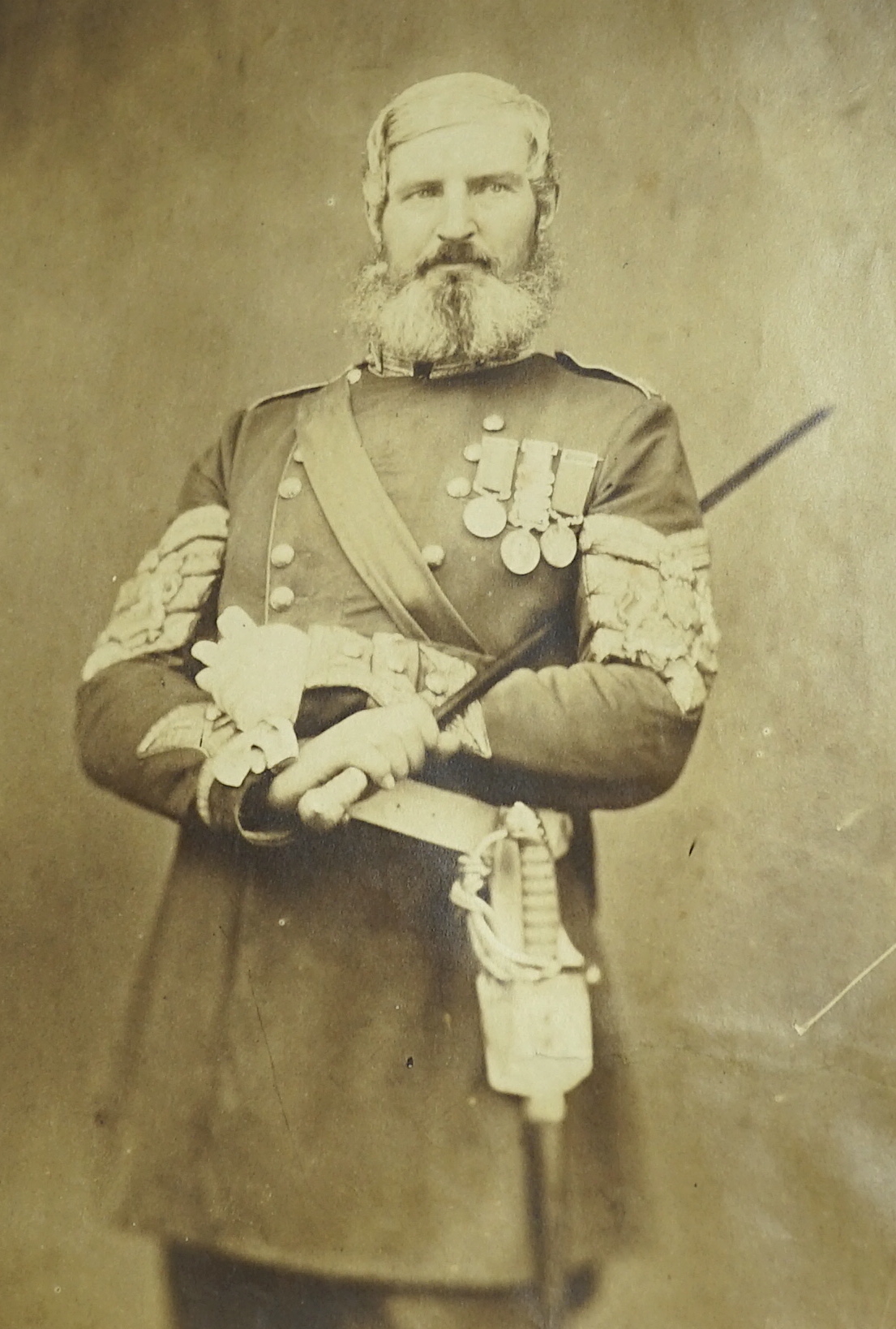 Robert Howlett (1831-1858), albumen print, Portrait of Sgt. Major Edwards of the Scottish Fusilier Guards, 22 x 16cm